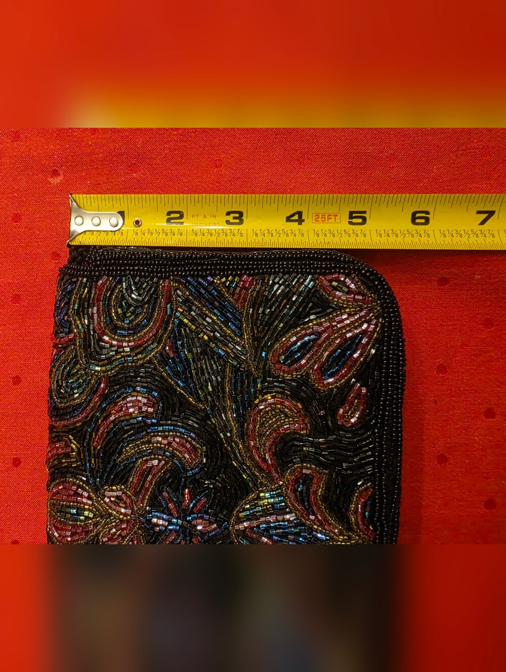Stunning Vintage Black Beaded Multicolor Embroidered Evening Clutch - Picture 10 of 10